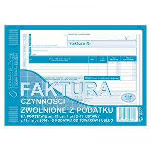 Druk MiP Faktura dla Zwolnionych z Podatku A5/80